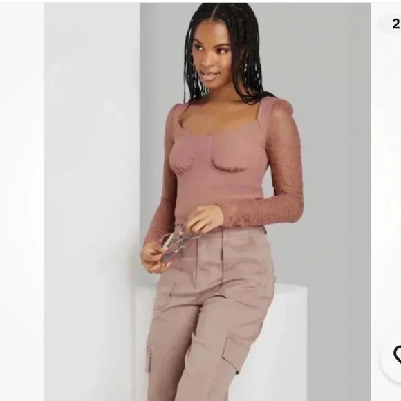 NWT Wild Fable Long Sleeve Lace Blouse Size Med - Picture 2 of 6